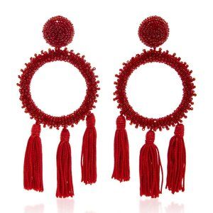 Oscar De La Renta Bead Tassel Earrings